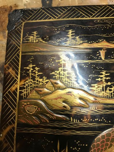 Restauración caja de laca, oro y carey